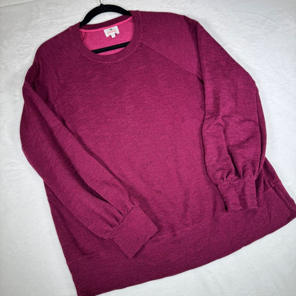SUNDRY Burgundy Heathered Balloon Sleeve Sweatshirt Made in USA Size‎ M